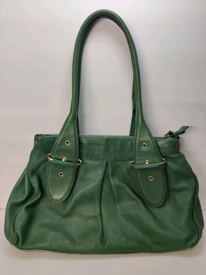 Cole Haan Zoe F04 Green Leather Shoulder Purse Adjustable Many Compartments Rare - Image 1 of 4