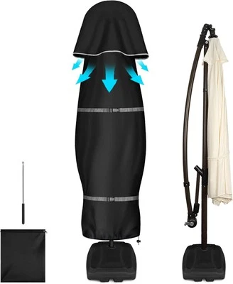 Cubierta de paraguas de patio FIOBEE para voladizos de 9 pies a 13 pies desplazados negra  Foto 1 de 4