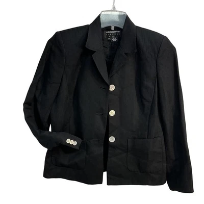Blazer Liz Claiborne Mujer 8P Pequeño Negro Lino Rayón Chaqueta Clásica EE. UU. Foto 1 de 4