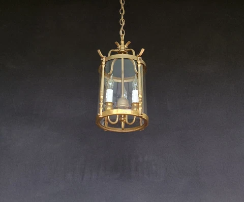 Vintage Brass & Glass entryway Pendant Lantern Chandelier Cover