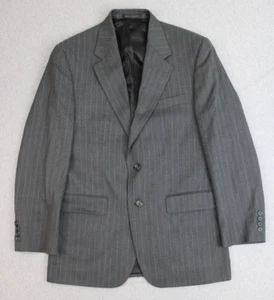 Chaps Blazer Suit Jacket Mens Size 38R Gray Striped Two Button Front Wool - Picture 1 of 8