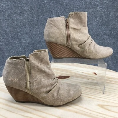 Blowfish Boots Womens 8.5 Ankle Bootie Brown Side Zip Casual Round Toe Wedge - Image 1 of 4