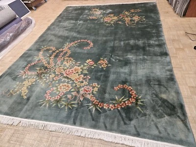 10x14 CHINESE RUG VINTAGE AUBUSSON PEKING AUTHENTIC 100% WOOL ORIENTAL RUG - Image 1 of 4