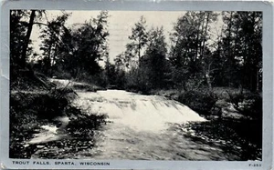1940s WI Postcard Trout Falls Sparta Wisconsin Nature Scenic View - Picture 1 of 2