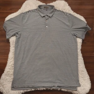 Camisa Polo Peter Millar Para Hombres Negra Blanca Rayas Verano Cómoda XXL Jack Daniels - Imagen 1 de 7