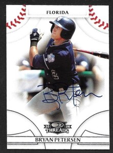 2008 DONRUSS #72  Bryan Petersen MIAMI FLORIDA MARLINS SIGNED AUTOGRAPH AUTO COA
