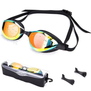Swimming Goggles Mirror Clear Anti-UV Anti-Fog Swim Glasses For Adult Men Women - Picture 1 of 21