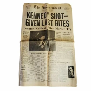 The Independent Newspaper 6/5/68 Robert F Kennedy RFK Assassinio Titolo - Foto 1 di 6
