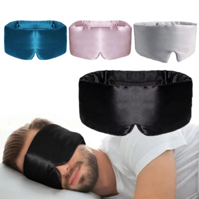 3D Travel Silk Eye Mask Sleeping Soft Padded Shade Cover Rest Relax Blindfold UK - Image 1 of 4