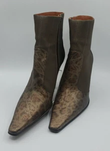 Donald Pliner Metallic Leopard Print Mesh Leather Zip Ankle Boots Size 10M NEW - Picture 1 of 14