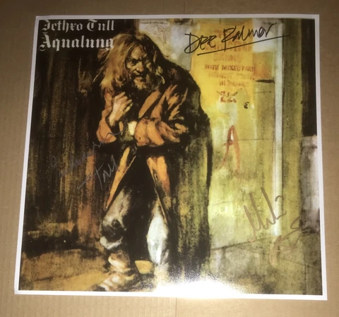 SIGNED IAN ANDERSON MARTIN BARRE PALMER 12x12 JETHRO TULL AQUALUNG PRINT RARE Cover