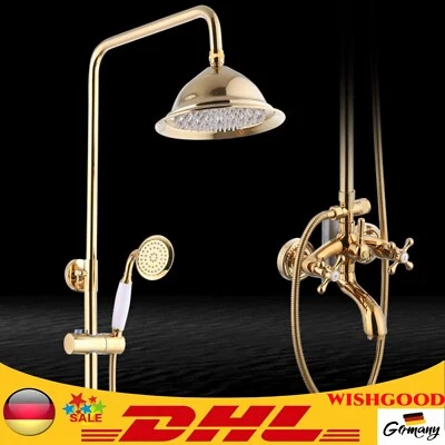 Antik Dusche Duscharmatur Rund Regendusche Retro Bad Duschset Wand Mischbatterie - Bild 1 von 4