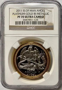 2011 Isle of Man Bimetallic Platinum & Gold Angel NGC PF-70 UCAM - Picture 1 of 4