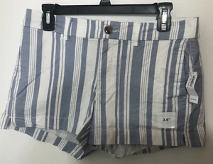 Old Navy New Everyday Short Womens 4 Blue White Striped 3.5" Inseam - Picture 1 of 5