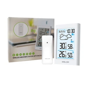 Wireless Digital Weather Station Clock- Indoor Outdoor Thermometer Wireless Home - Picture 1 of 12