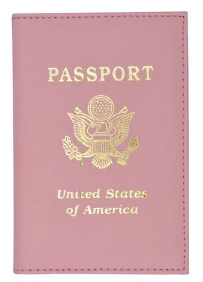 Cartera organizadora de pasaporte de cuero rosa de viaje EE. UU. soporte protector de tarjeta Foto 1 de 4
