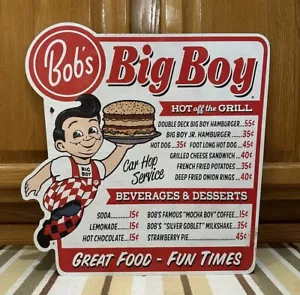 Bobs Big Boy Sign Menu Metal Food Drink Hamburger Vintage Style Wall Decor - Picture 1 of 4