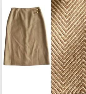Falda lápiz de lana Talbots años 90 de colección talla 4 estampado Chevron tostado Italia Preppy Academia - Imagen 1 de 13