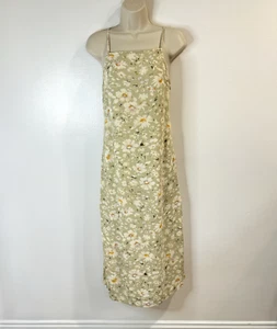 NWT American Eagle Slip Dress Size Small S Midi Y2K Square Green Floral Daisy - Picture 1 of 13