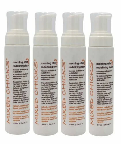 Paquete de 4 rizos mixtos de espuma para el cabello mañana después de redefinir 8 oz reiniciar rizos al día siguiente Foto 1 de 4