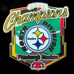 PITTSBURGH STEELERS Willabee Ward 2004 NORTH DIVISION CHAMPIONS LAPEL PIN & CARD - Picture 1 of 2