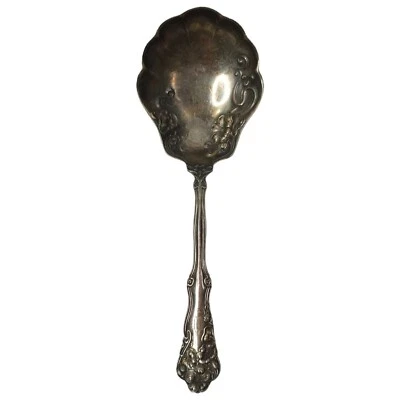 Cuchara de bayas concha Art Nouveau Wm Rogers 12 plato de plata circa 1904 antigua Foto 1 de 4