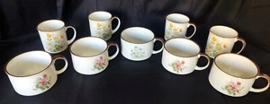 NEW Vintage Set of 9 Wildflower Speckled Stoneware Coffee Mug, Religious Message - Picture 1 of 7