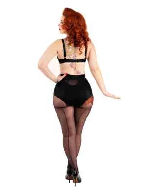 Pamela Mann - Jive Seamed Vintage 40s Black Tights with Black Seam - One Size - Image 1 of 4