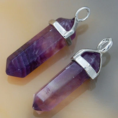 Piedras preciosas naturales hexagonales puntiagudas Reiki Chakra colgante cuentas 4 piezas Foto 1 de 3