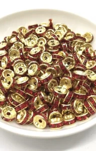 60 Gold plated red crystal spacer beads - Picture 1 of 3