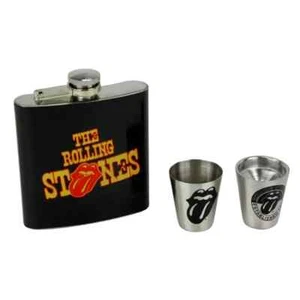 The Rolling Stones Printed Metal Hip Flask with 2 Metal Cups & Funnel Gift Set - Picture 1 of 3