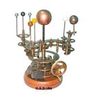Antique Vintage Style Brass Orrery Solar System Sun Earth Moon with Wooden Base