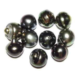 10 piezas 11-12 mm Círculo Corto Ovalado Suelto Tahití Negro/Verde Perla - Imagen 1 de 3