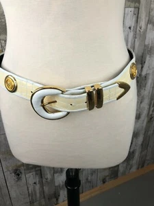 St. Marten ivory white with gold accent women's belt - Picture 1 of 9
