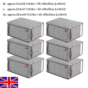 6 Stück Unterbett Aufbewahrungstaschen Reißverschluss Organizer Kleidung Kleiderschrank Schrank Boxen UK - Bild 1 von 14
