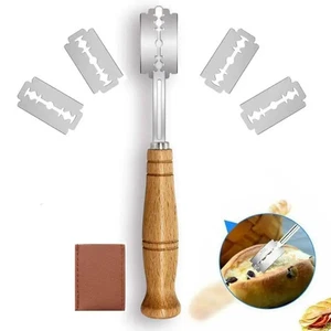 Brot Scoring Messer mit 5 Rasierklingen und Lederschutz für Teigschneider - Bild 1 von 7