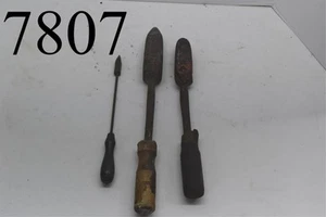 LOTE DE 3 herramientas de soldadura vintage con punta de latón de trabajo con plomo con mango de madera - Imagen 1 de 8