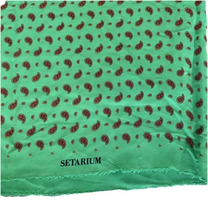 Setarium Italian Silk Paisley Fabric 58x54” Green Red Gold Remnant w/Flaws - Picture 1 of 7