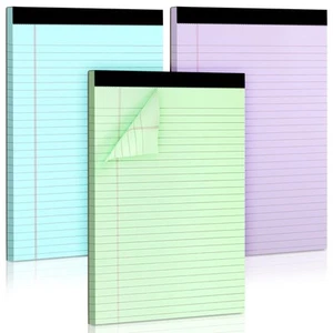 Almohadillas legales de colores, paquete de 3 almohadillas para escribir cuadernos micro perforados de 8,5 x 11 pulgadas - Imagen 1 de 7