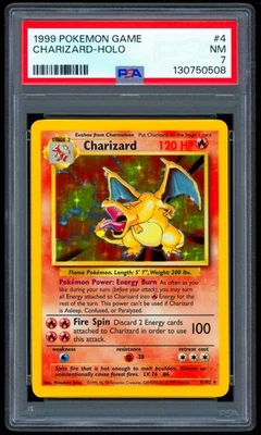 1999 Pokemon CHARIZARD Base Set HOLO RARE Unlimited Edition Card 4/102 - PSA 7 - Image 1 of 4