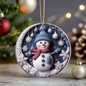 Keramik Deko - Kuscheliger Schneemann Baumschmuck Ornament bezaubernd festlich lustig - Bild 1 von 2