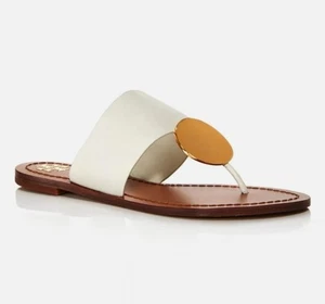 Tory Burch Patos Disc Sandal White Gold Size 9.5 - Picture 1 of 9
