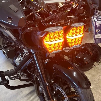 240W Dual LED Headlight DRL High/Low Beam for Harley Road Glide FLTRX 2015-2024 - Image 1 of 4