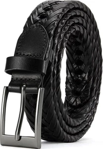 Men's Braided Leather Dress Belt - Comfort Fit, Adjustable Strap, Fashion Han... - Picture 1 of 6