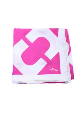 Cachecol feminino Diane Von Furstenberg quadrado de seda abstrato rosa branco 34 x 34 - Imagem 1 de 4