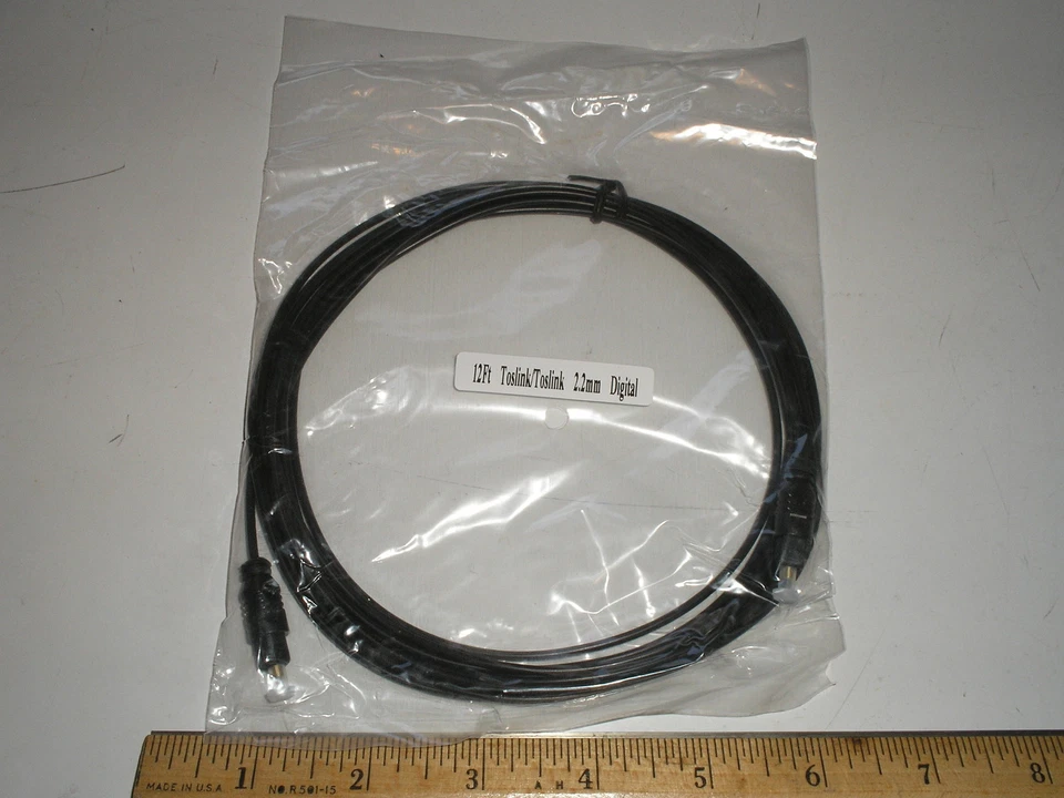12 Ft Toslink/Toslink 2.2mm Fiber Optic Digital Audio Cable 17520-*6 - Image 1 of 3