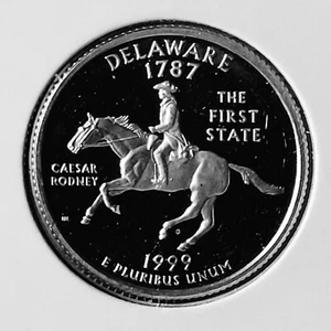 1999 S Delaware 90% Deep Cameo Silver Proof State Quarter (1st State Silver) - Picture 1 of 2