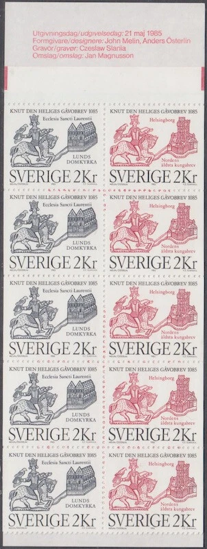 SWEDEN Sc #1539a MNH BOOKLET of  10 - 5 EACH x 2 STAMPS - 900th ANN LAND GRANT - Image 1 of 1
