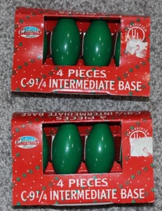 Vintage Santa's Christmas Magic Christmas Lights C9 1/4 Green (8 bulbs) NOS - Picture 1 of 2