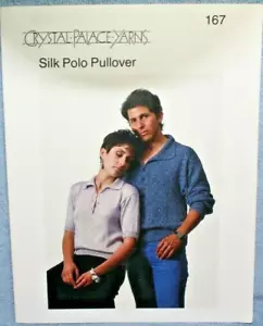 Polo de seda vintage tejido 1985 patrón con hilos Crystal Palace #167 - Imagen 1 de 3